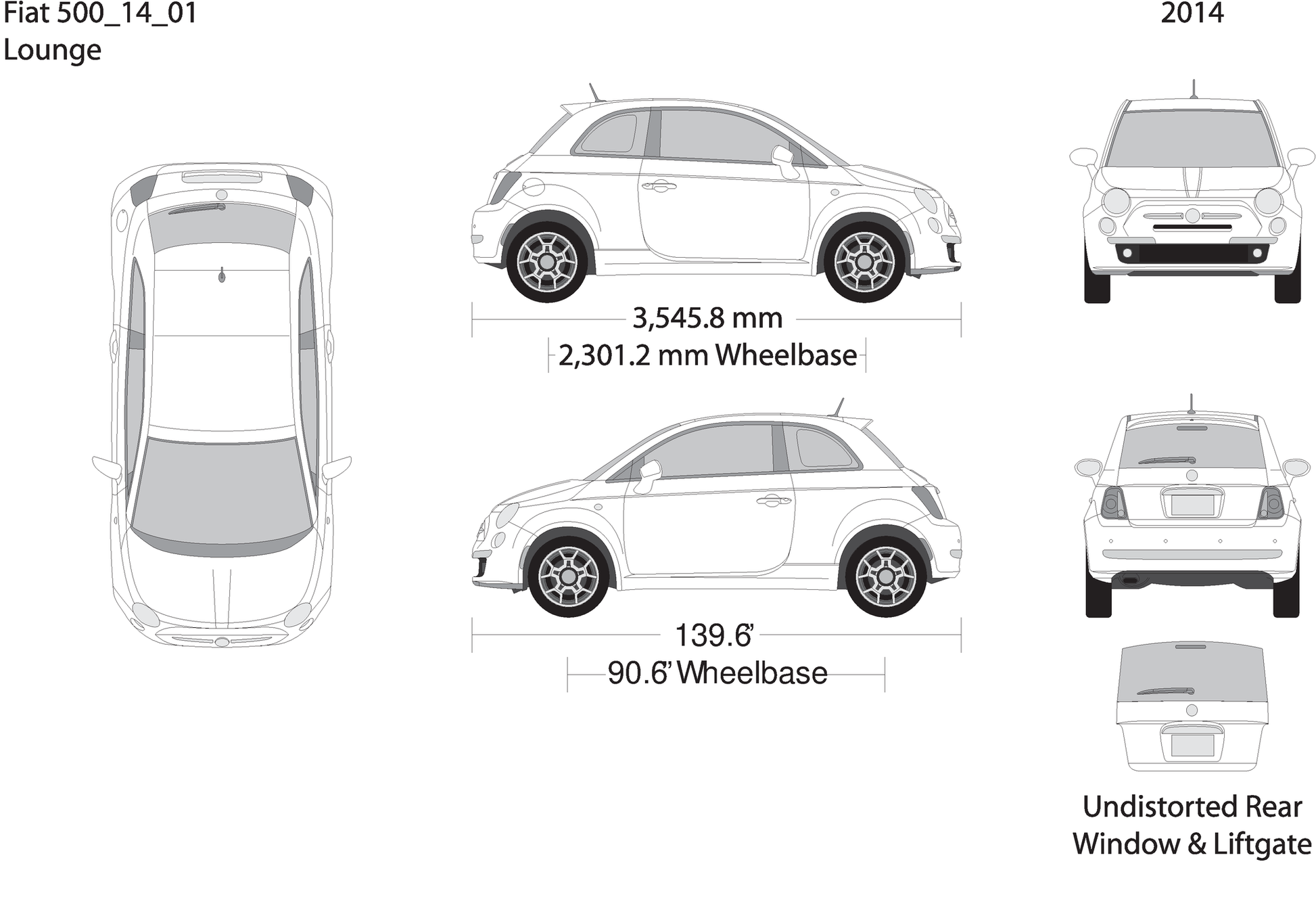 2014 Fiat 500 V01 Vehicle Wrap Template
