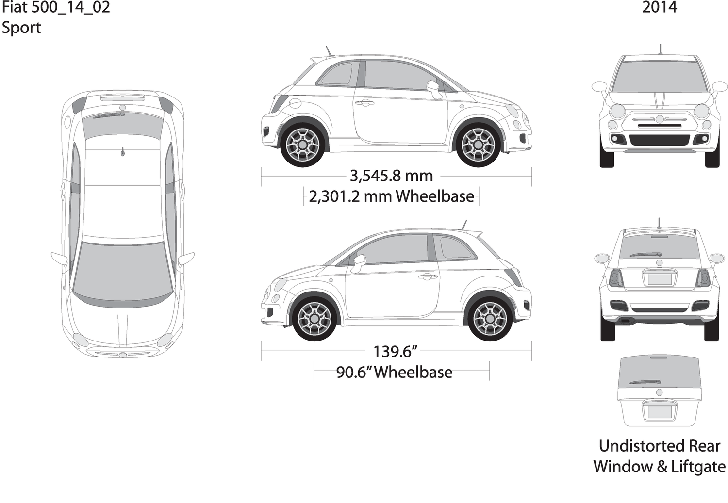 2014 Fiat 500 V02 Vehicle Wrap Template