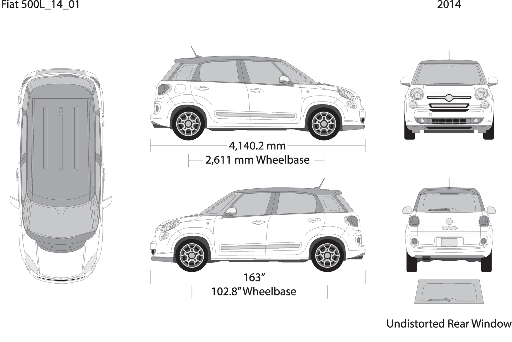 2014 Fiat 500L V01 Vehicle Wrap Template