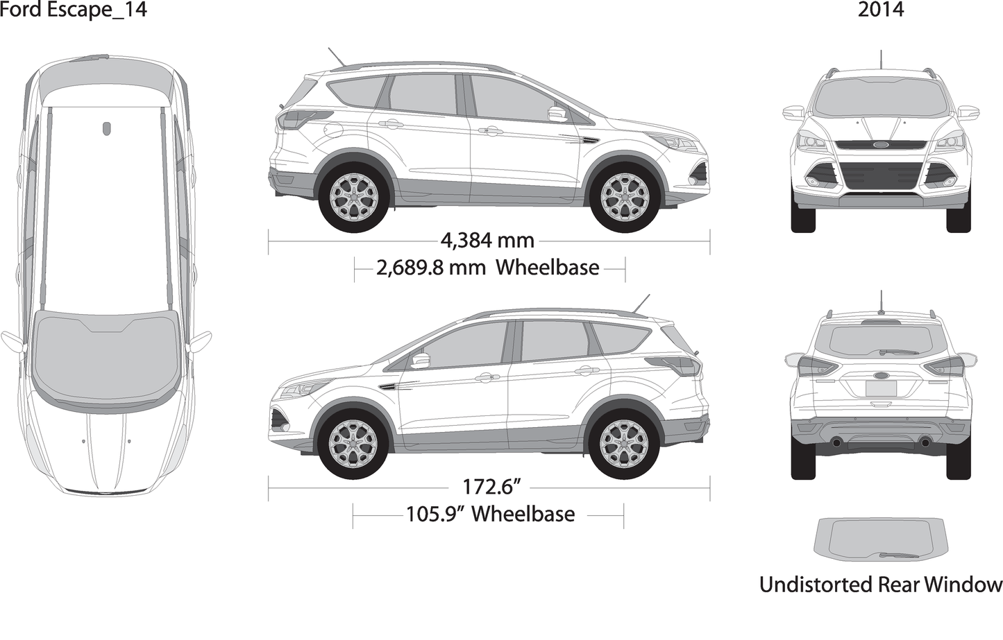 2014 Ford Escape V14 Vehicle Wrap Template