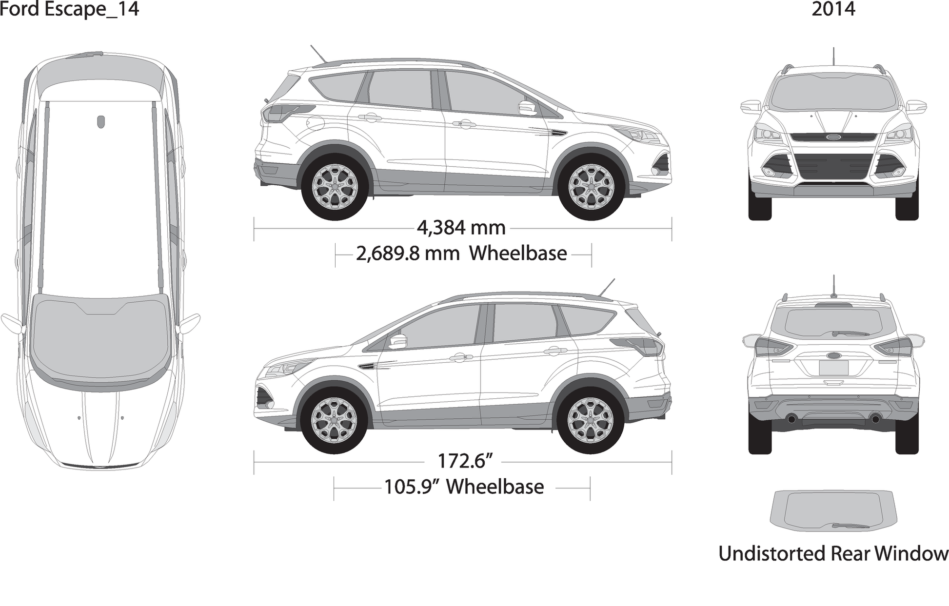 2014 Ford Escape V14 Vehicle Wrap Template