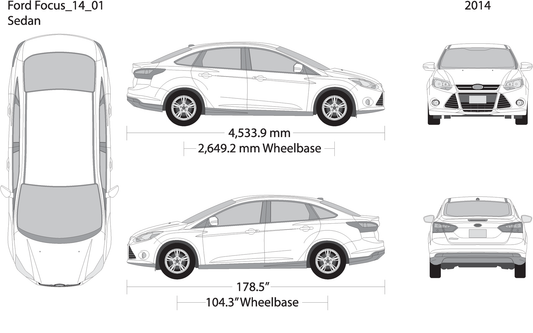 2014 Ford Focus V01 Vehicle Wrap Template