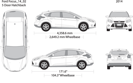 2014 Ford Focus V02 Vehicle Wrap Template