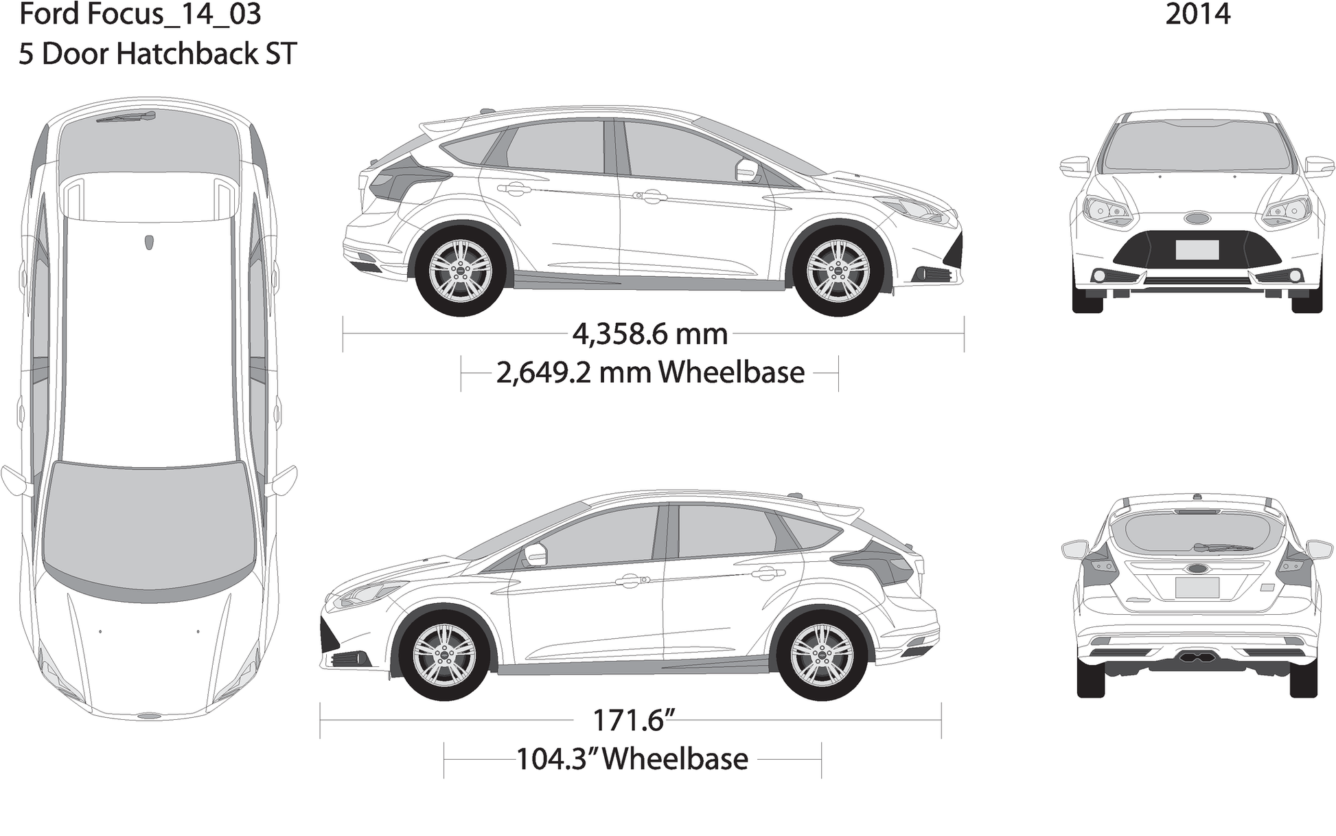 2014 Ford Focus V03 Vehicle Wrap Template