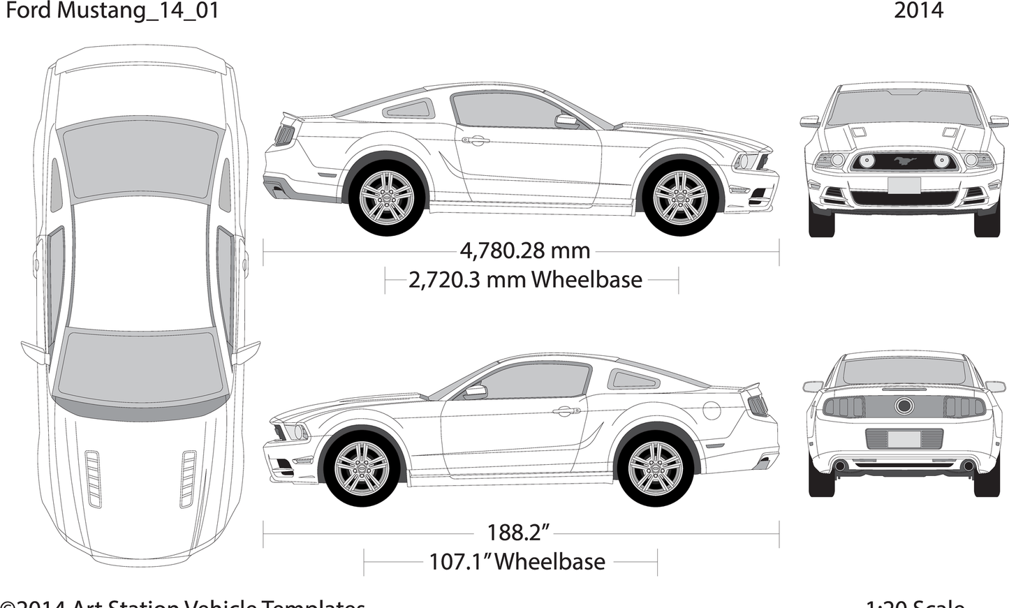 2014 Ford Mustang V01 Vehicle Wrap Template