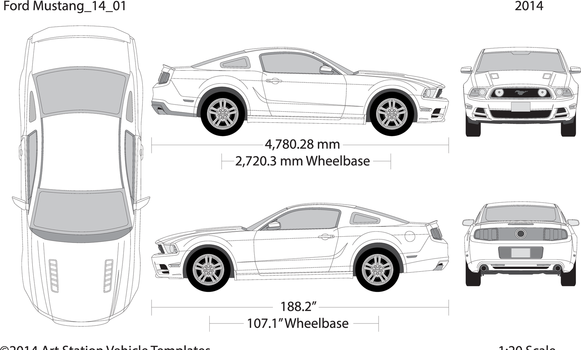 2014 Ford Mustang V01 Vehicle Wrap Template