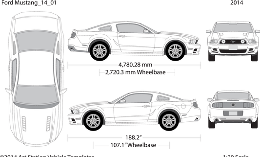 2014 Ford Mustang V01 Vehicle Wrap Template