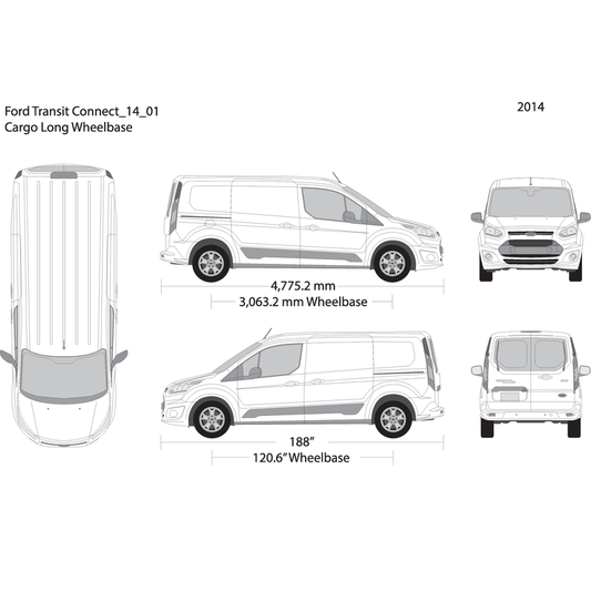 2014 Ford Transit Connect V01 Vehicle Wrap Template