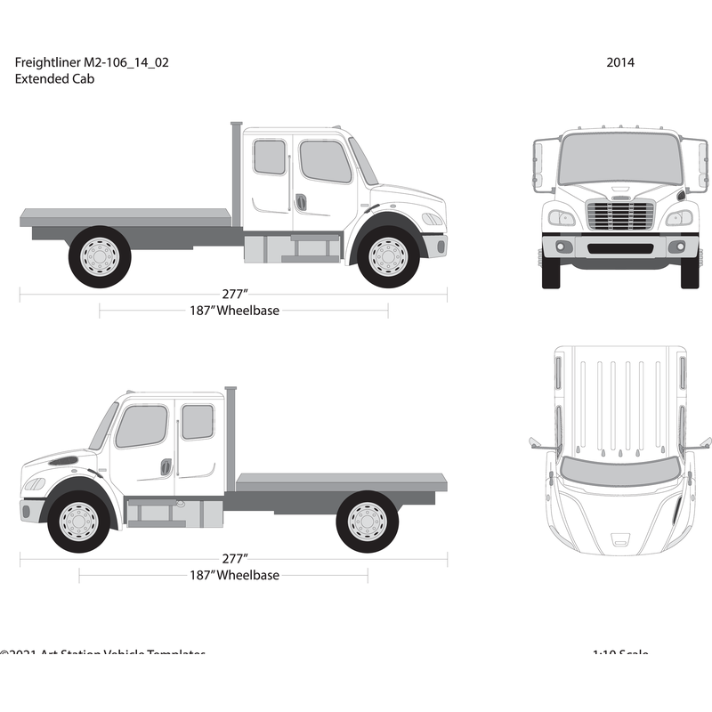 2014 Frieghtliner M2 106 V02 Vehicle Wrap Template