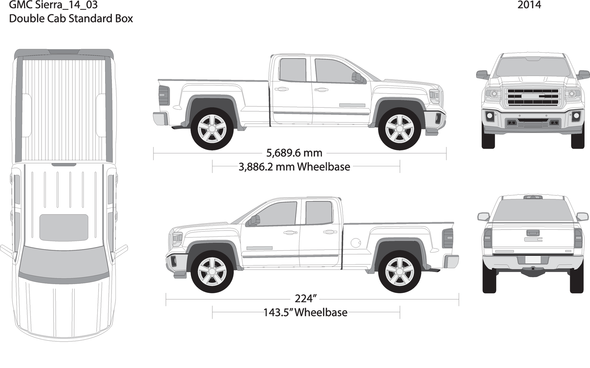 2014 Gmc Sierra 1500 V03 Vehicle Wrap Template