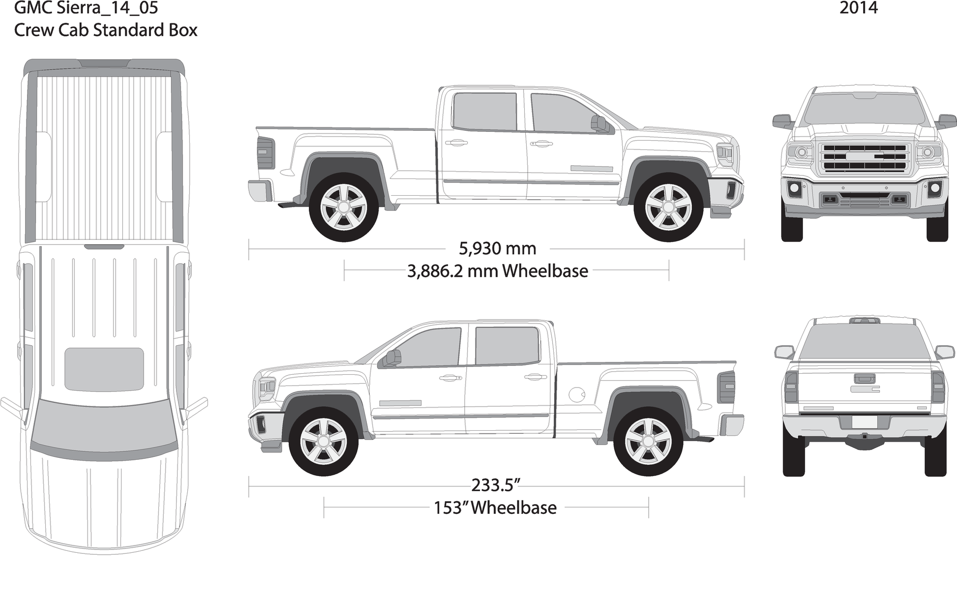 2014 Gmc Sierra 1500 V05 Vehicle Wrap Template