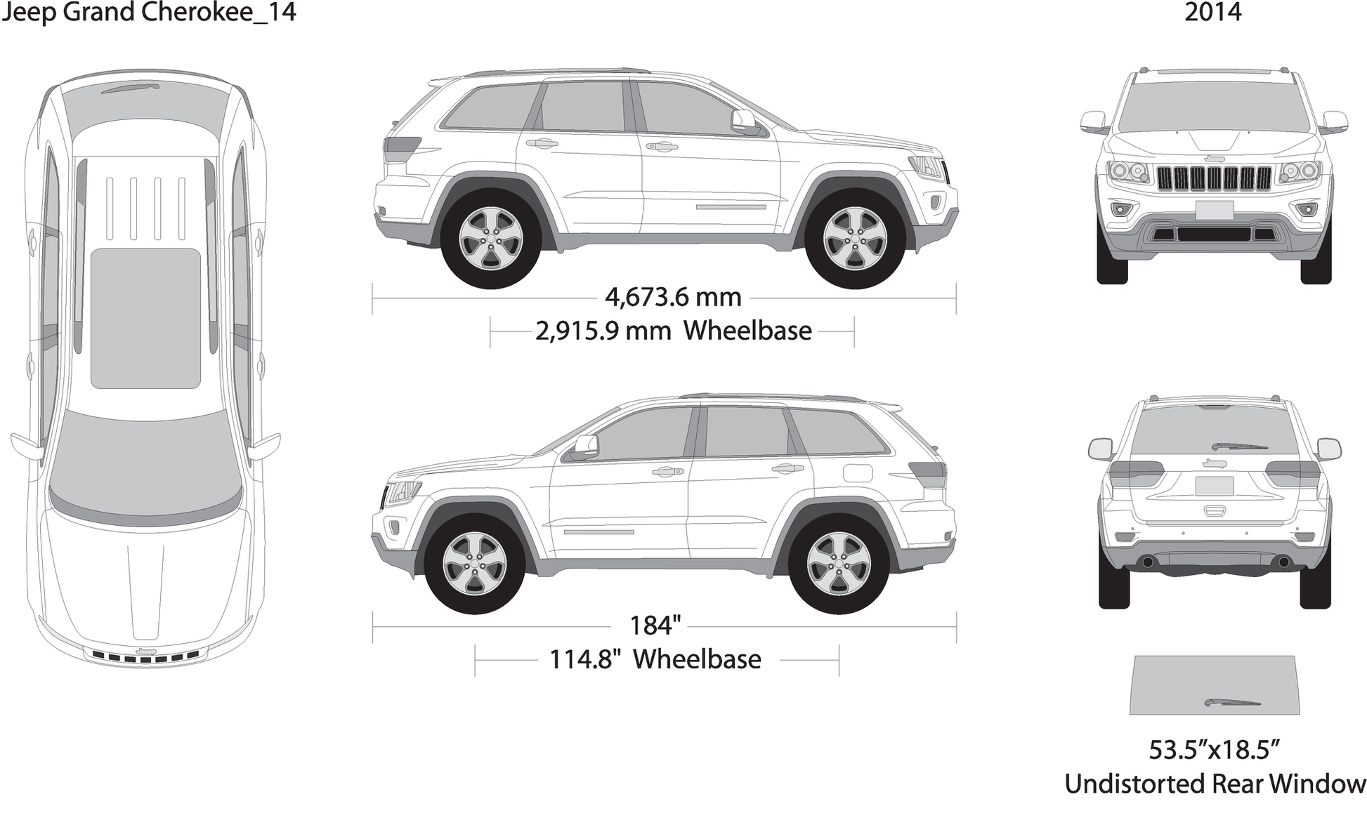 2014 Jeep Grand Cherokee V14 Vehicle Wrap Template
