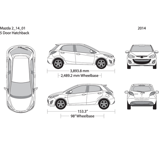 2014 Mazda Mazda 2 V01 Vehicle Wrap Template
