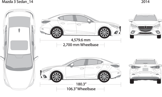 2014 Mazda Mazda 3 Sedan V02 Vehicle Wrap Template