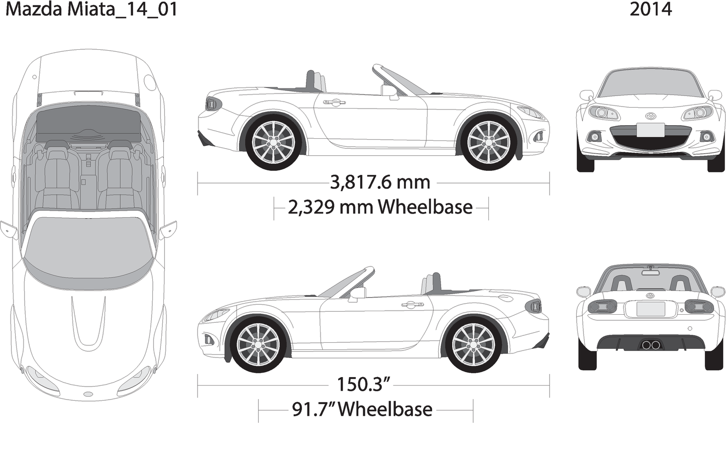 2014 Mazda Miata V01 Vehicle Wrap Template