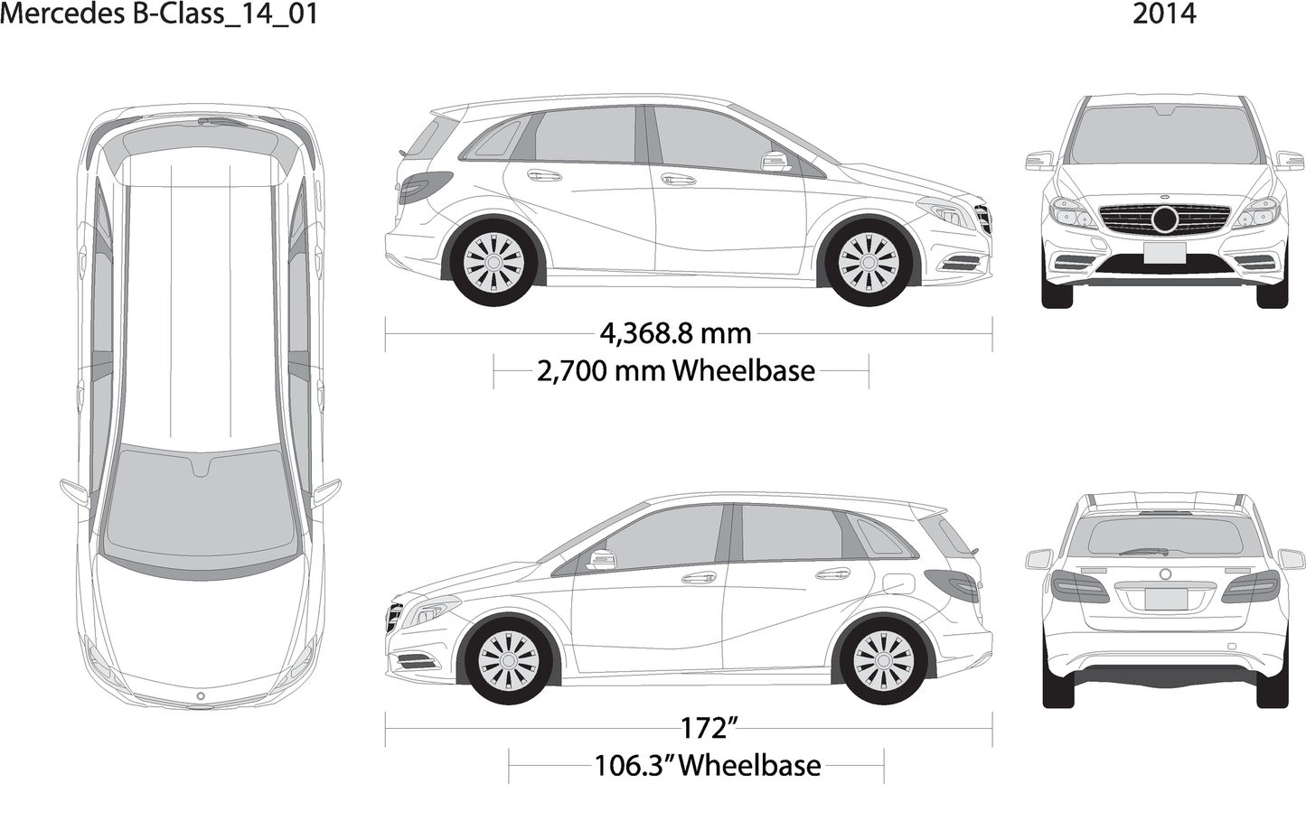 2014 Mercedes B Class V01 Vehicle Wrap Template