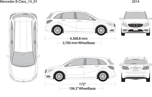 2014 Mercedes B Class V01 Vehicle Wrap Template