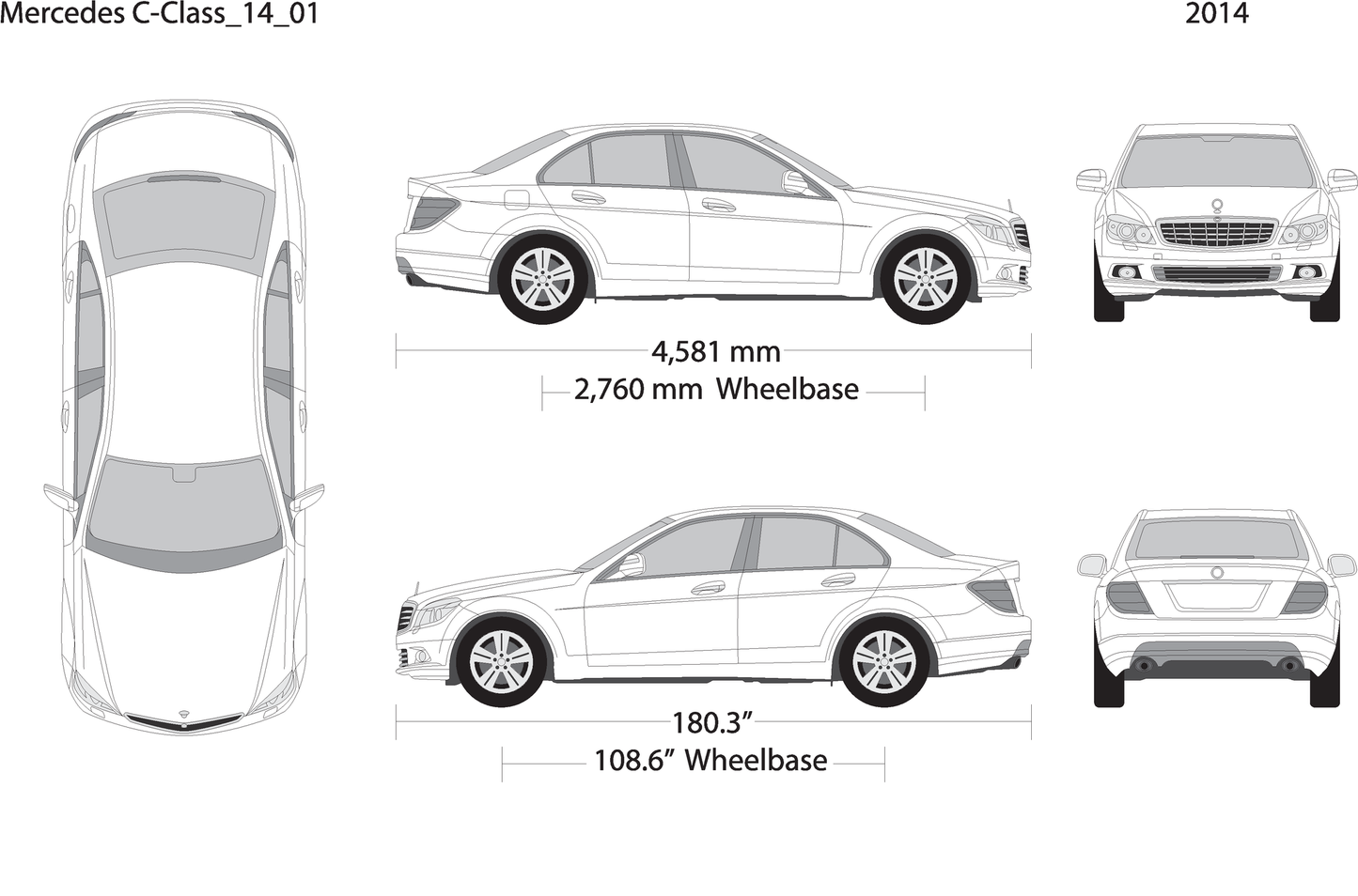 2014 Mercedes C Class V01 Vehicle Wrap Template