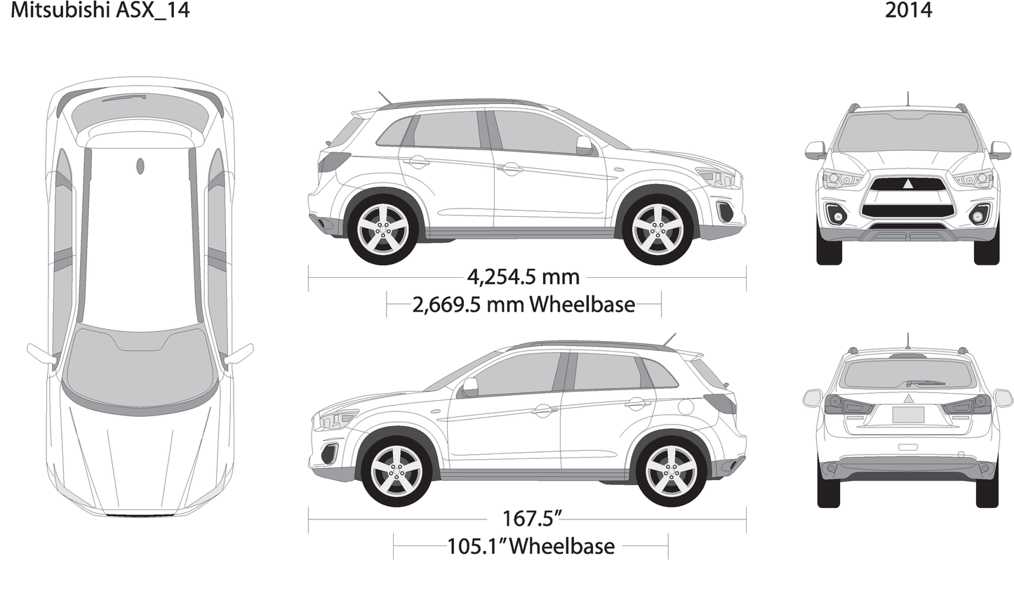 2014 Mitsubishi Asx V14 Vehicle Wrap Template