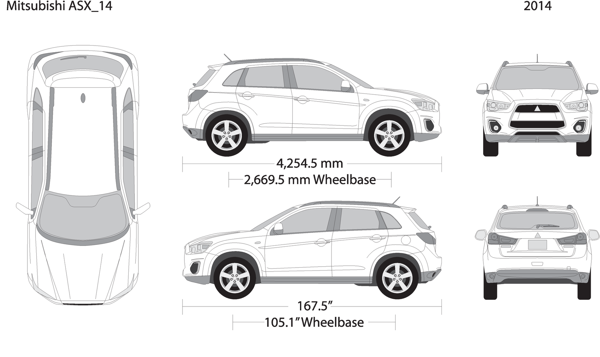 2014 Mitsubishi Asx V14 Vehicle Wrap Template
