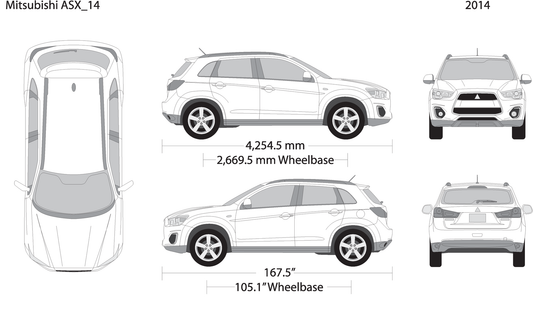 2014 Mitsubishi Asx V14 Vehicle Wrap Template