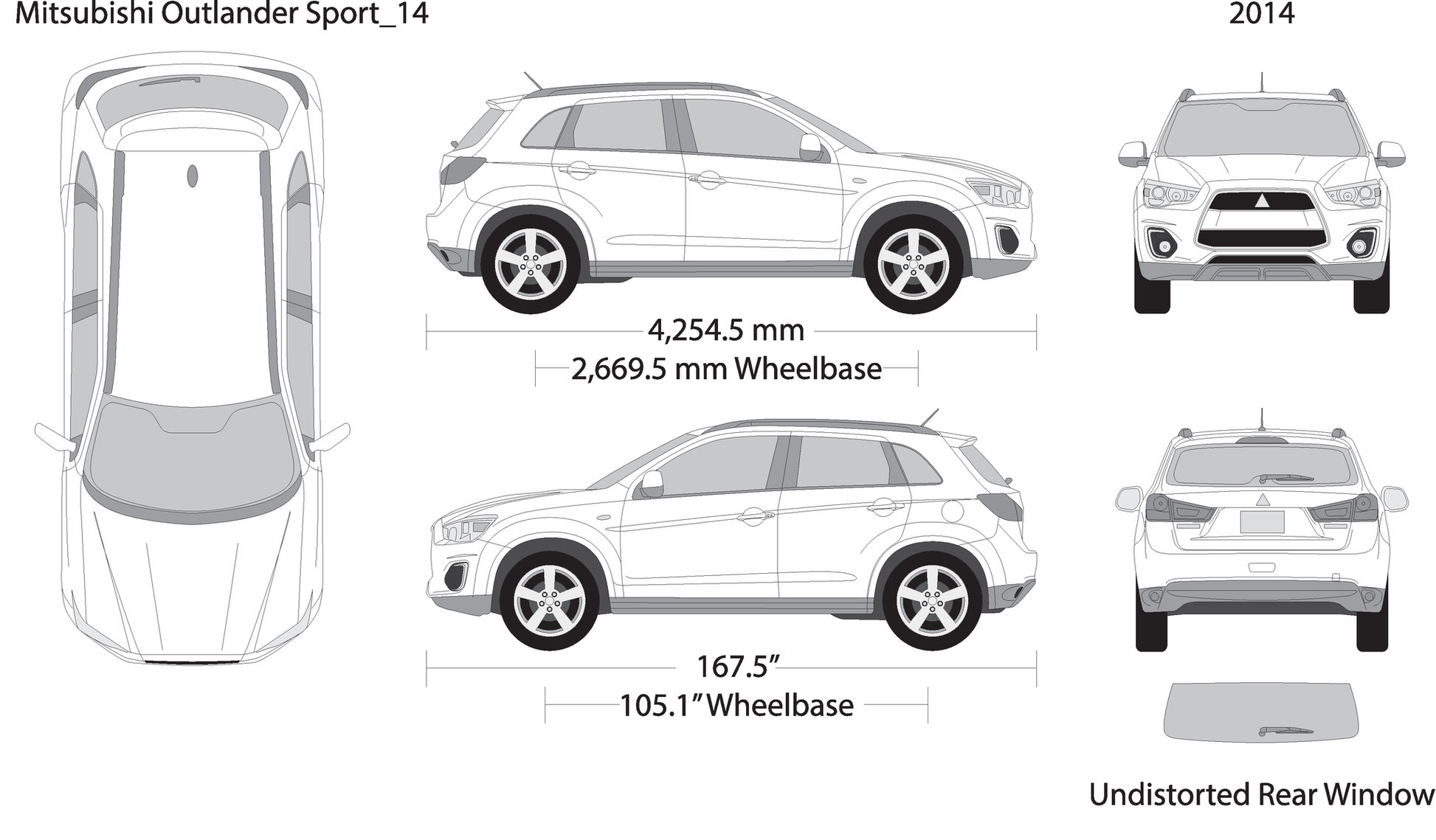 2014 Mitsubishi Outlander Sport V14 Vehicle Wrap Template