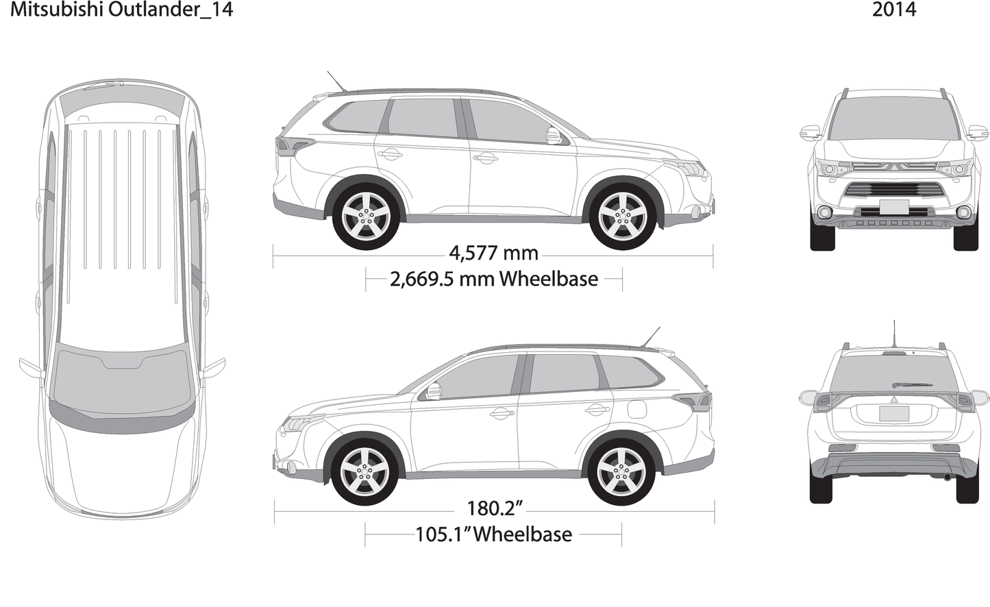 2014 Mitsubishi Outlander V14 Vehicle Wrap Template