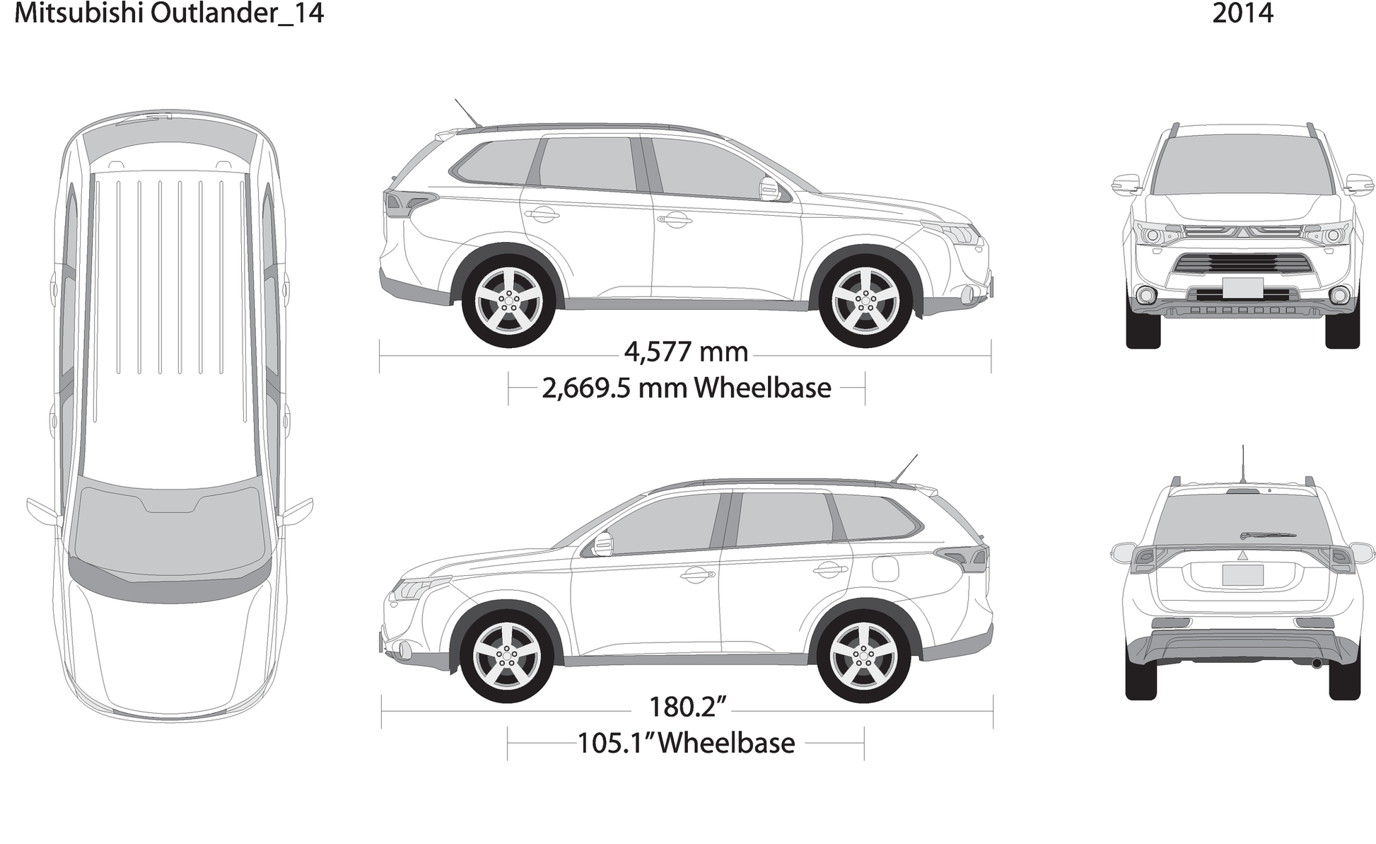 2014 Mitsubishi Outlander V14 Vehicle Wrap Template