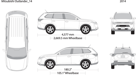 2014 Mitsubishi Outlander V14 Vehicle Wrap Template