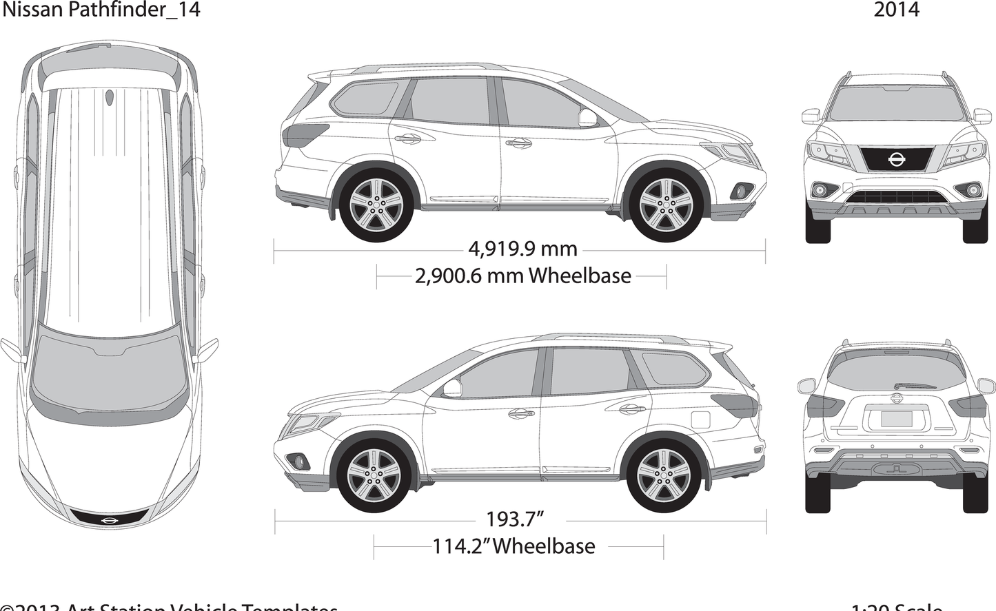 2014 Nissan Pathfinder V14 Vehicle Wrap Template