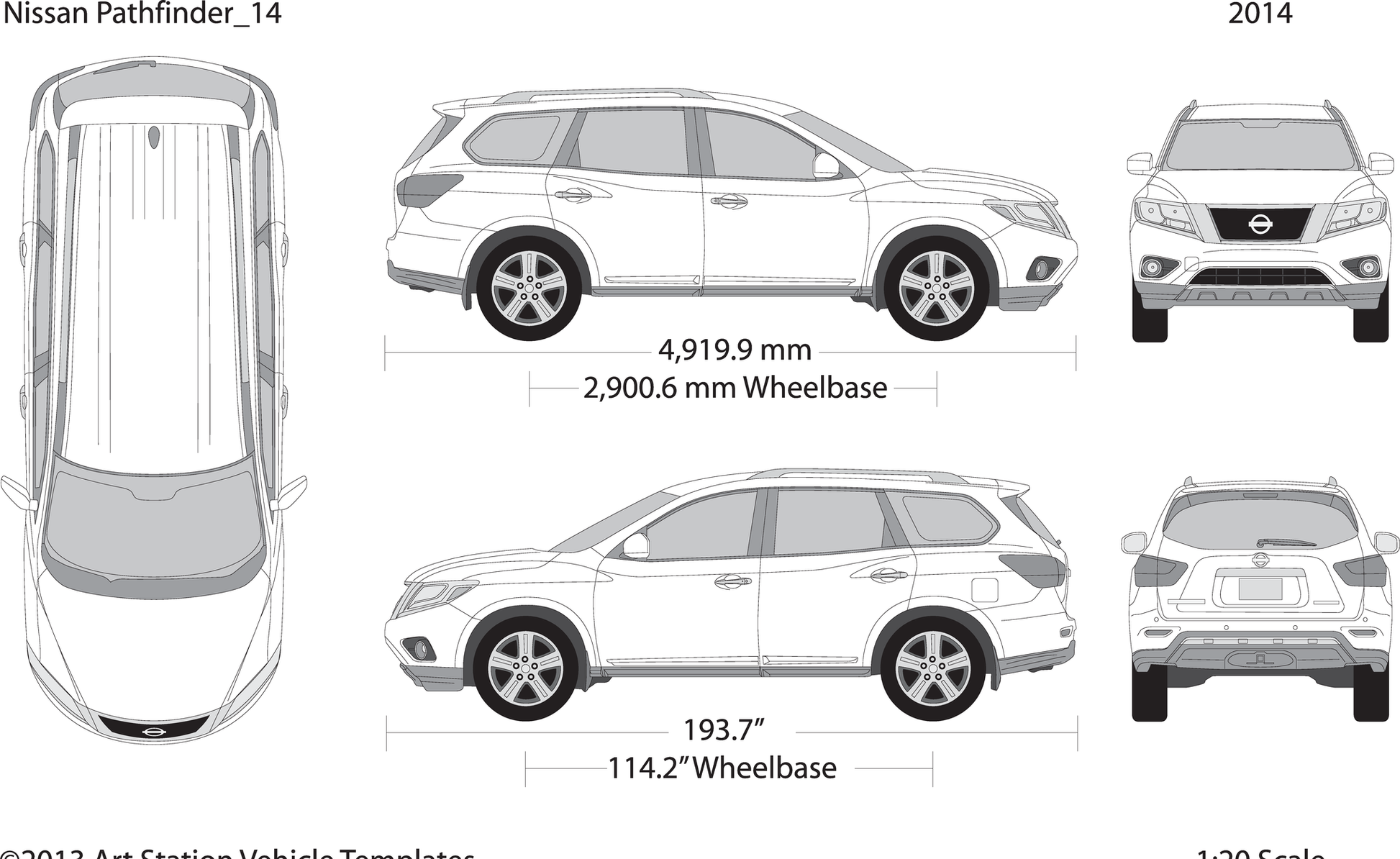 2014 Nissan Pathfinder V14 Vehicle Wrap Template