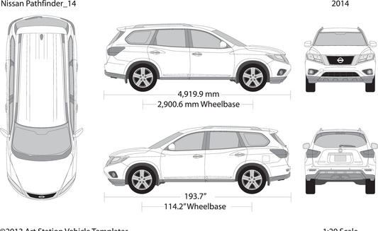 2014 Nissan Pathfinder V14 Vehicle Wrap Template
