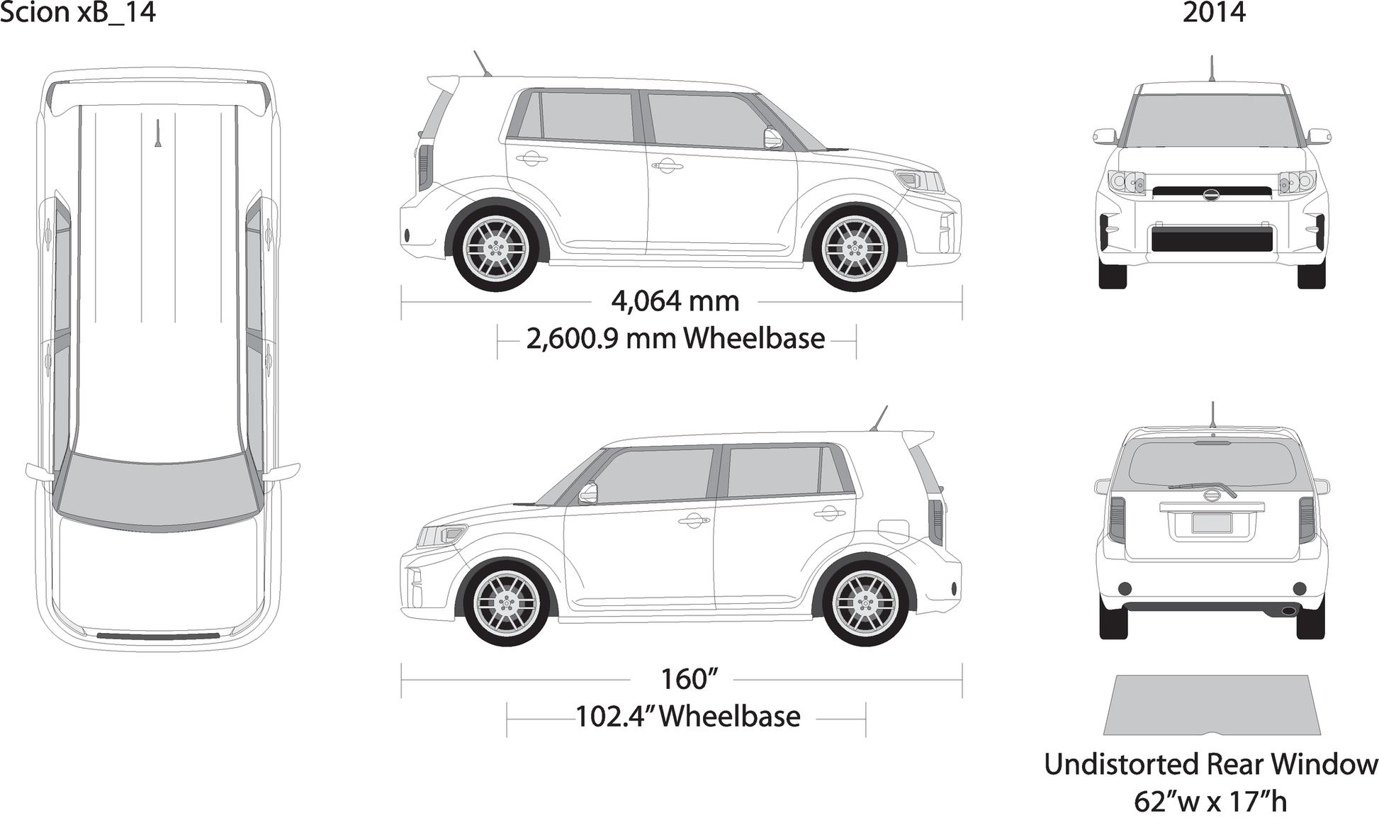 2014 Scion Xb V14 Vehicle Wrap Template