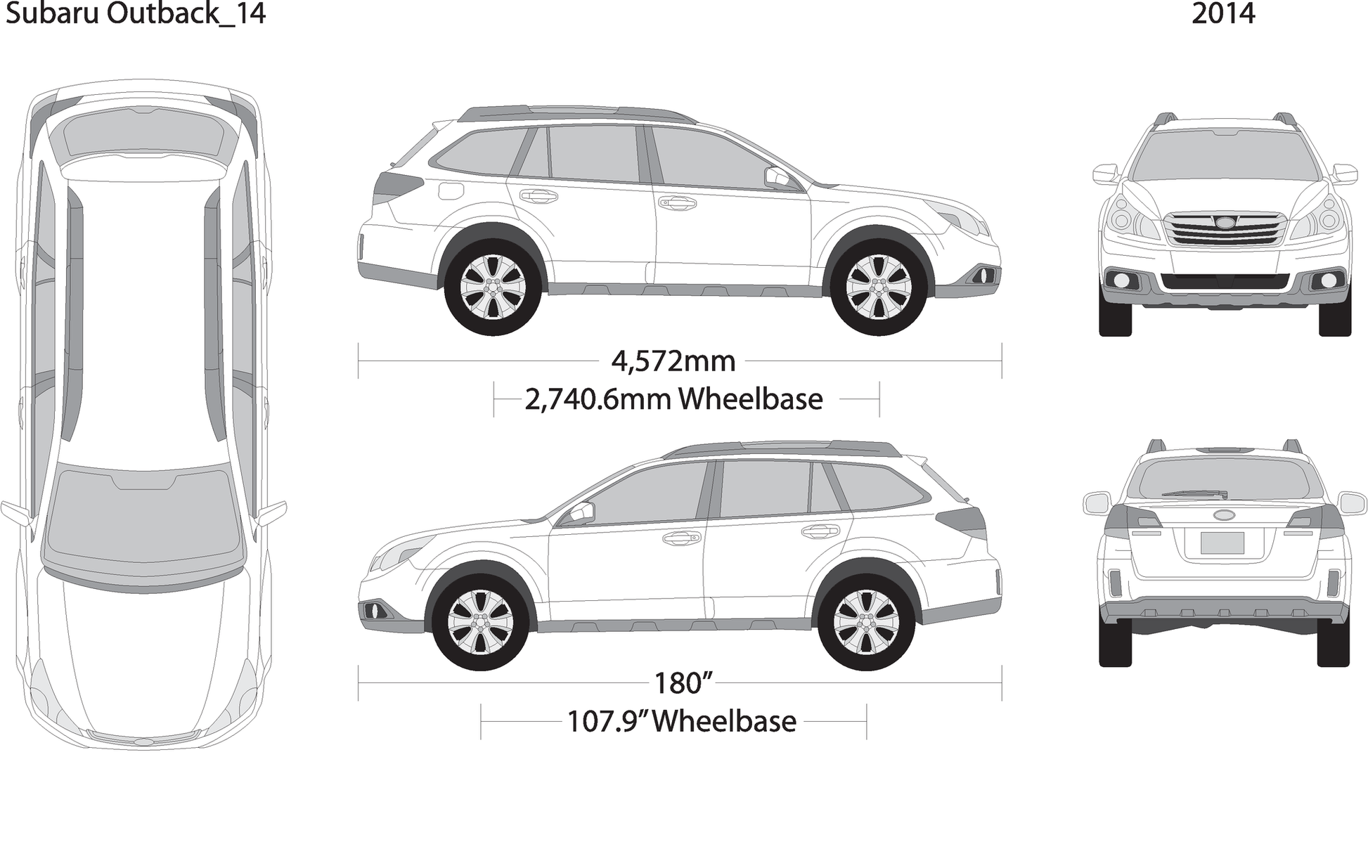 2014 Subaru Outback V14 Vehicle Wrap Template