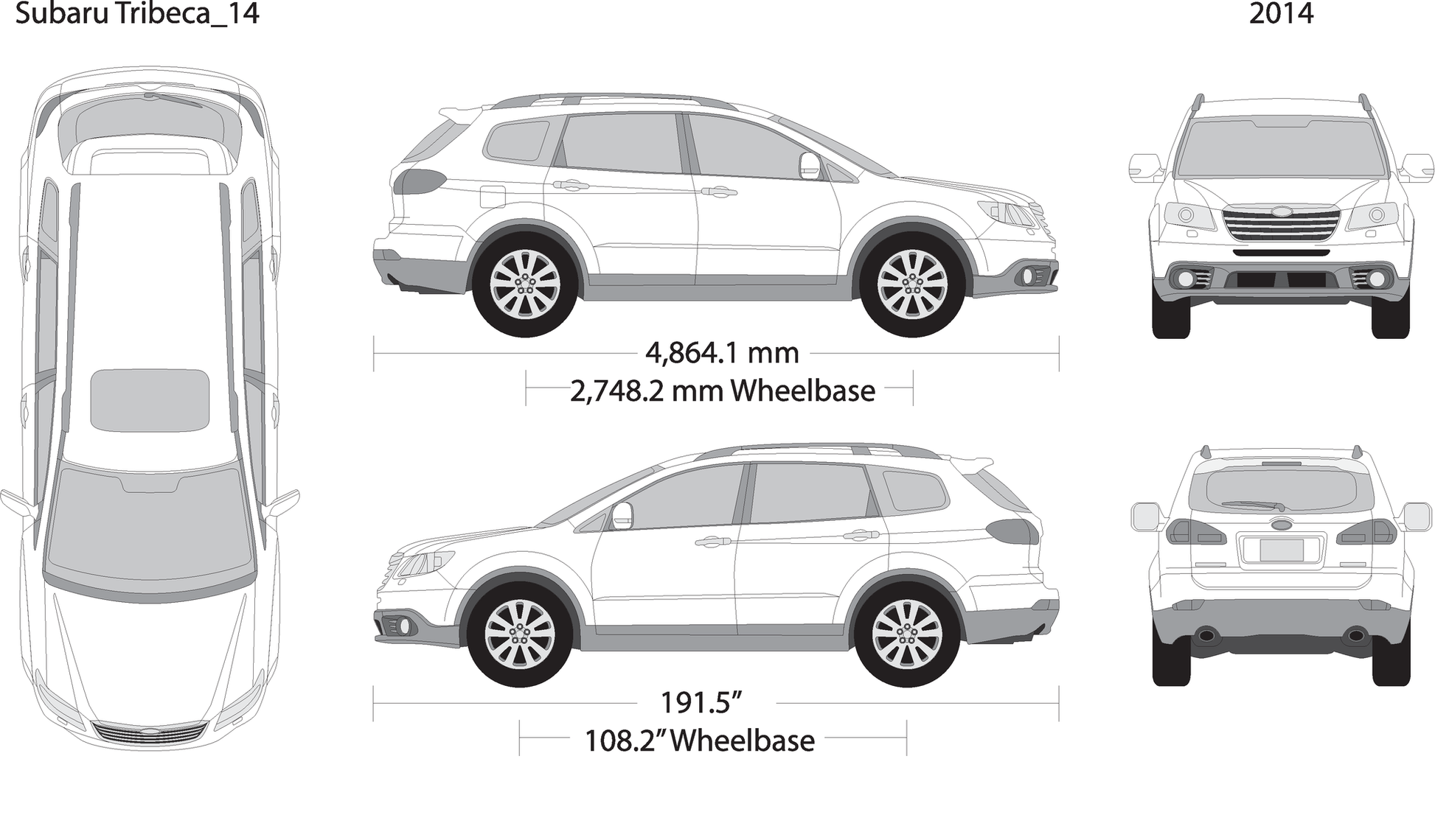 2014 Subaru Tribeca V14 Vehicle Wrap Template
