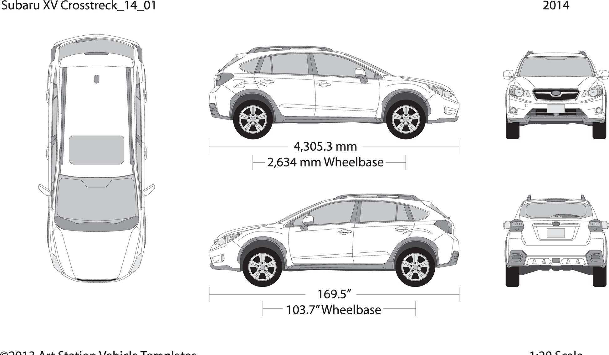 2014 Subaru Xv Crosstrek V01 Vehicle Wrap Template