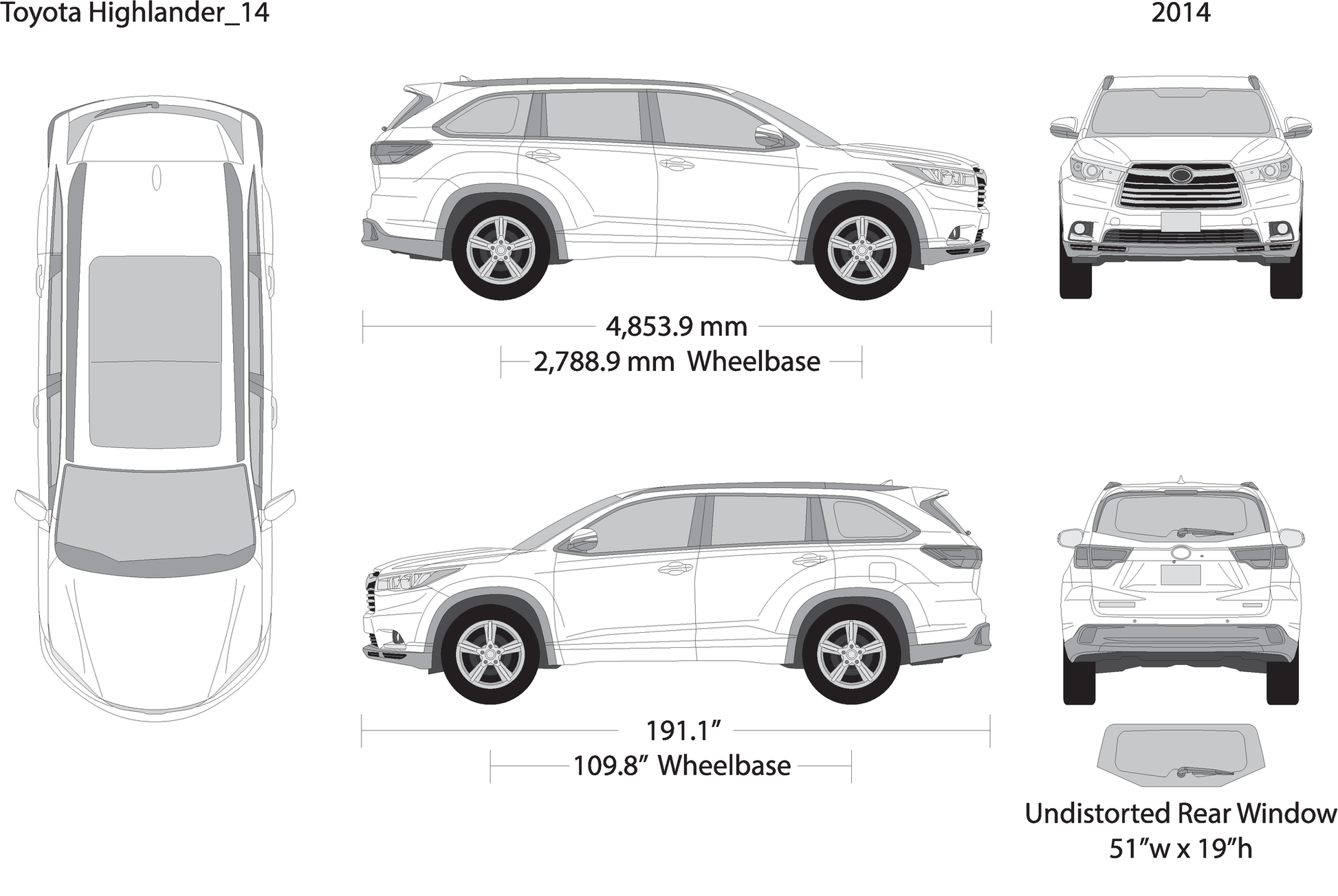 2014 Toyota Highlander V14 Vehicle Wrap Template