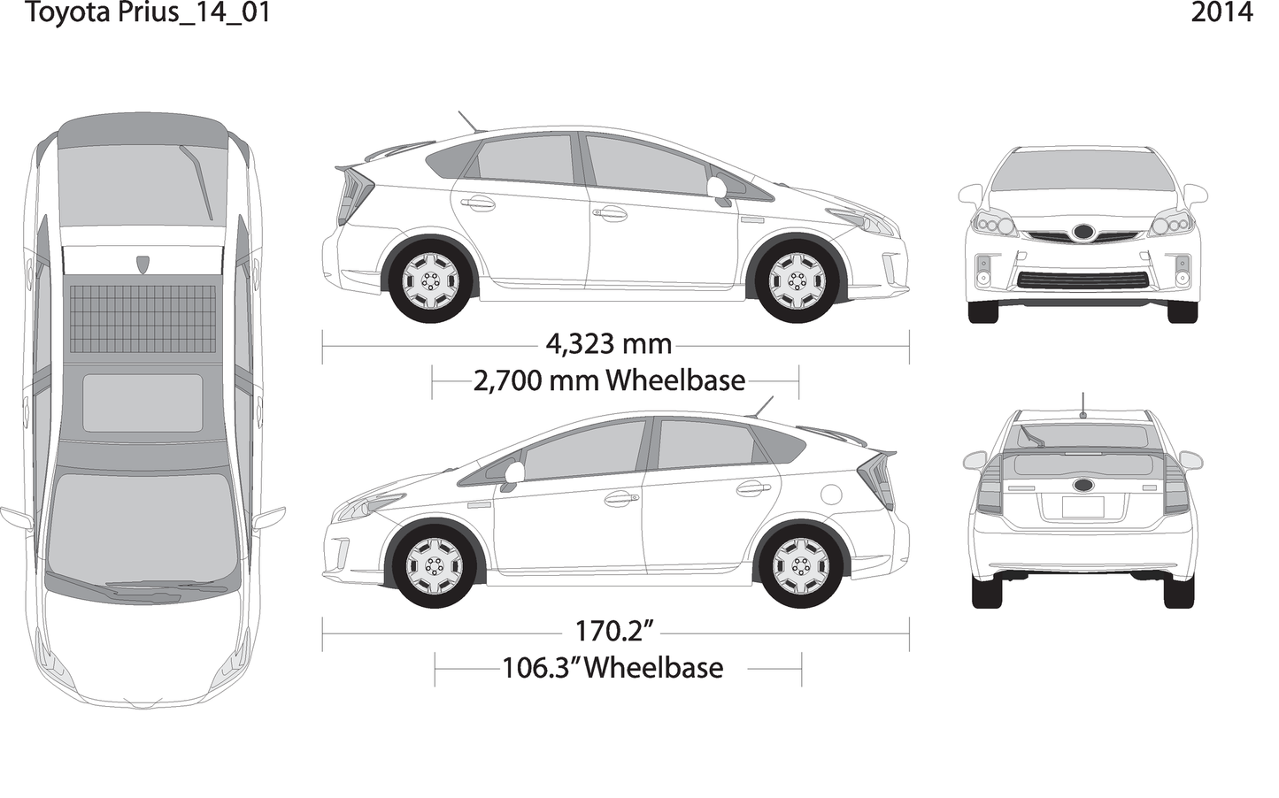 2014 Toyota Prius V01 Vehicle Wrap Template