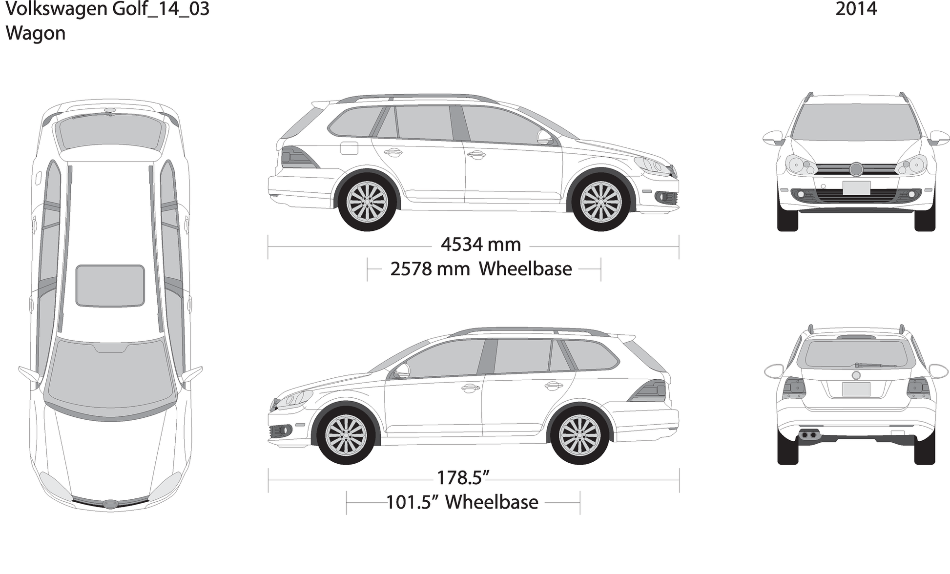 2014 Volkswagen Golf V03 Vehicle Wrap Template