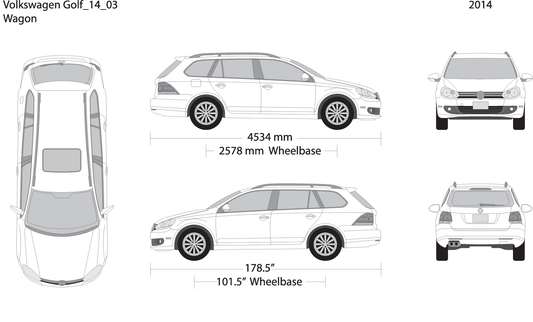 2014 Volkswagen Golf V03 Vehicle Wrap Template