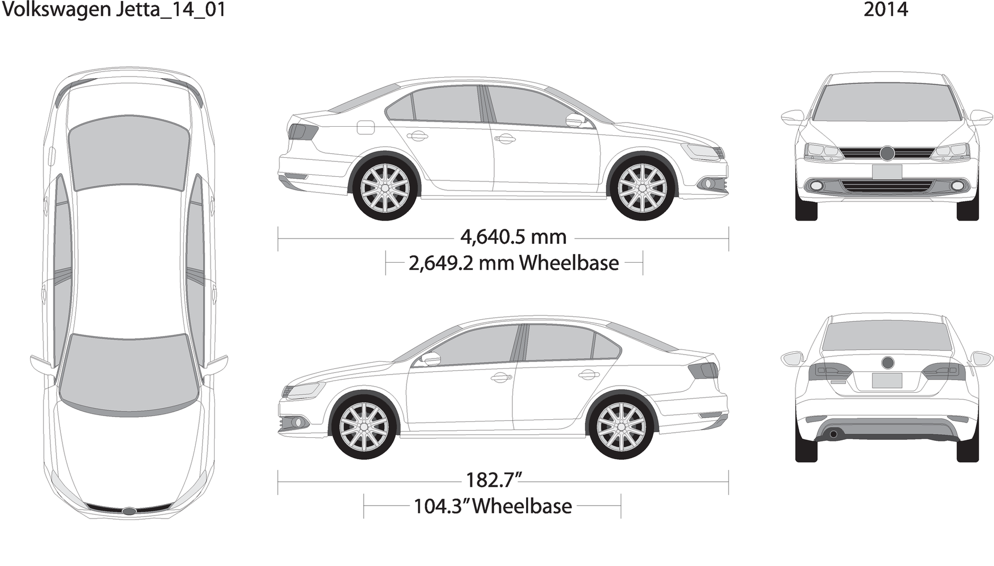 2014 Volkswagen Jetta V01 Vehicle Wrap Template