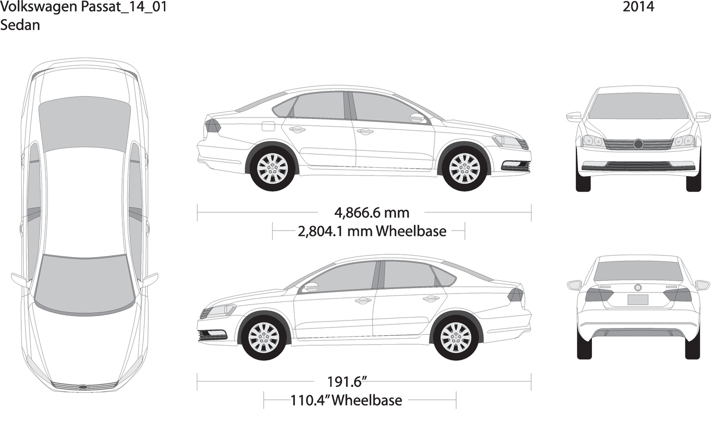 2014 Volkswagen Passat V01 Vehicle Wrap Template