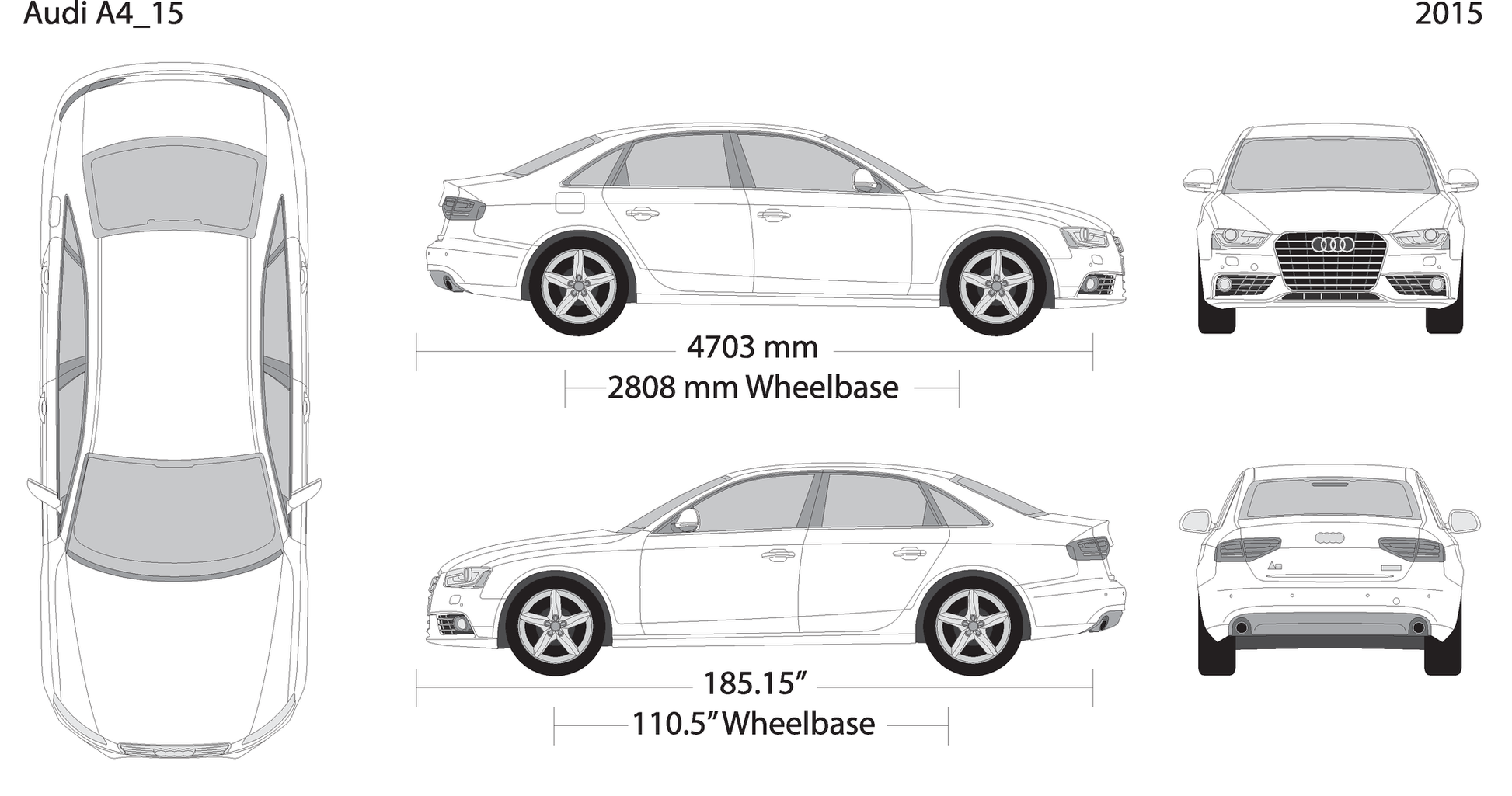 2015 Audi A4 V15 Vehicle Wrap Template
