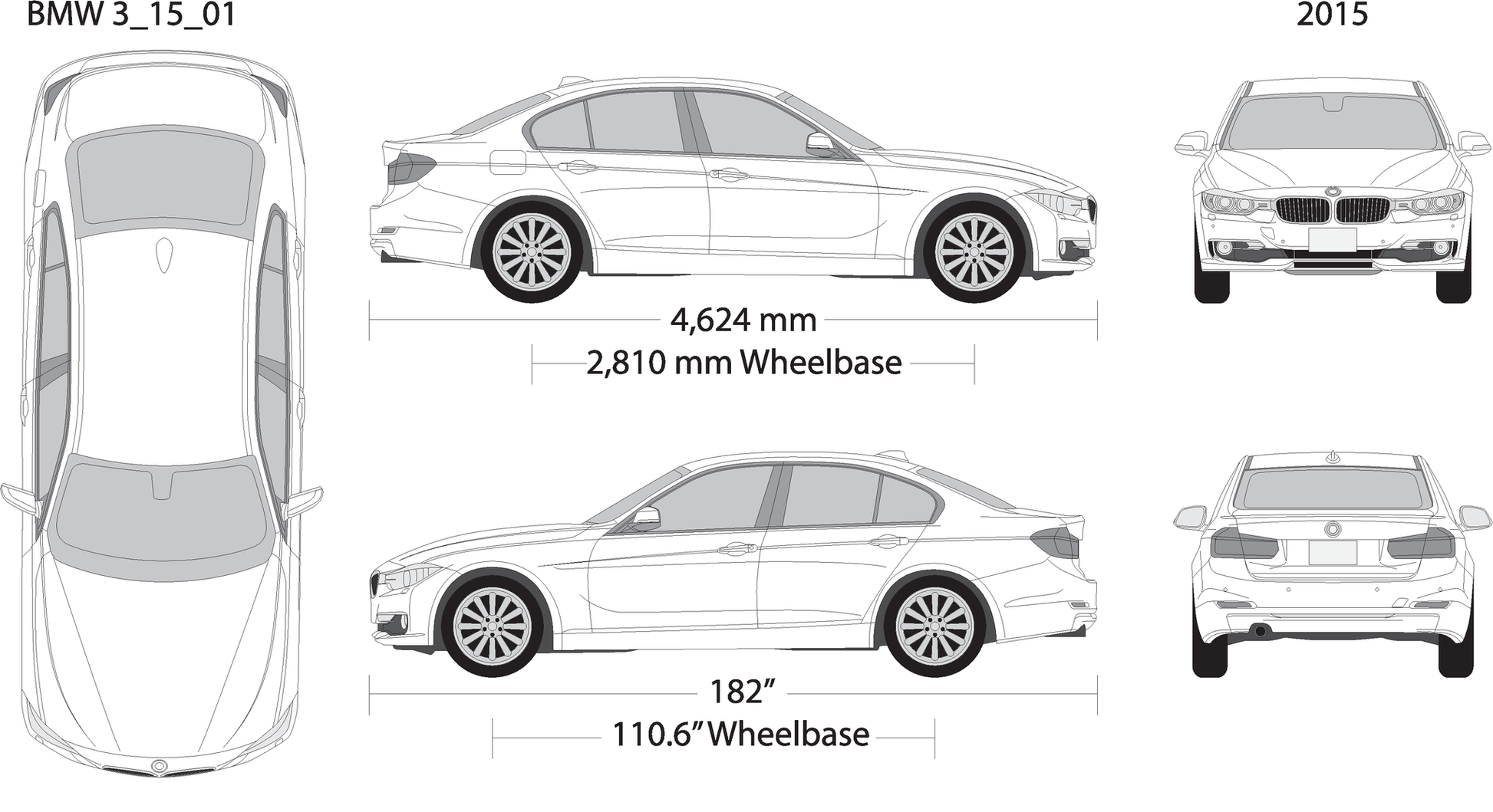 2015 Bmw 3 V15 Vehicle Wrap Template