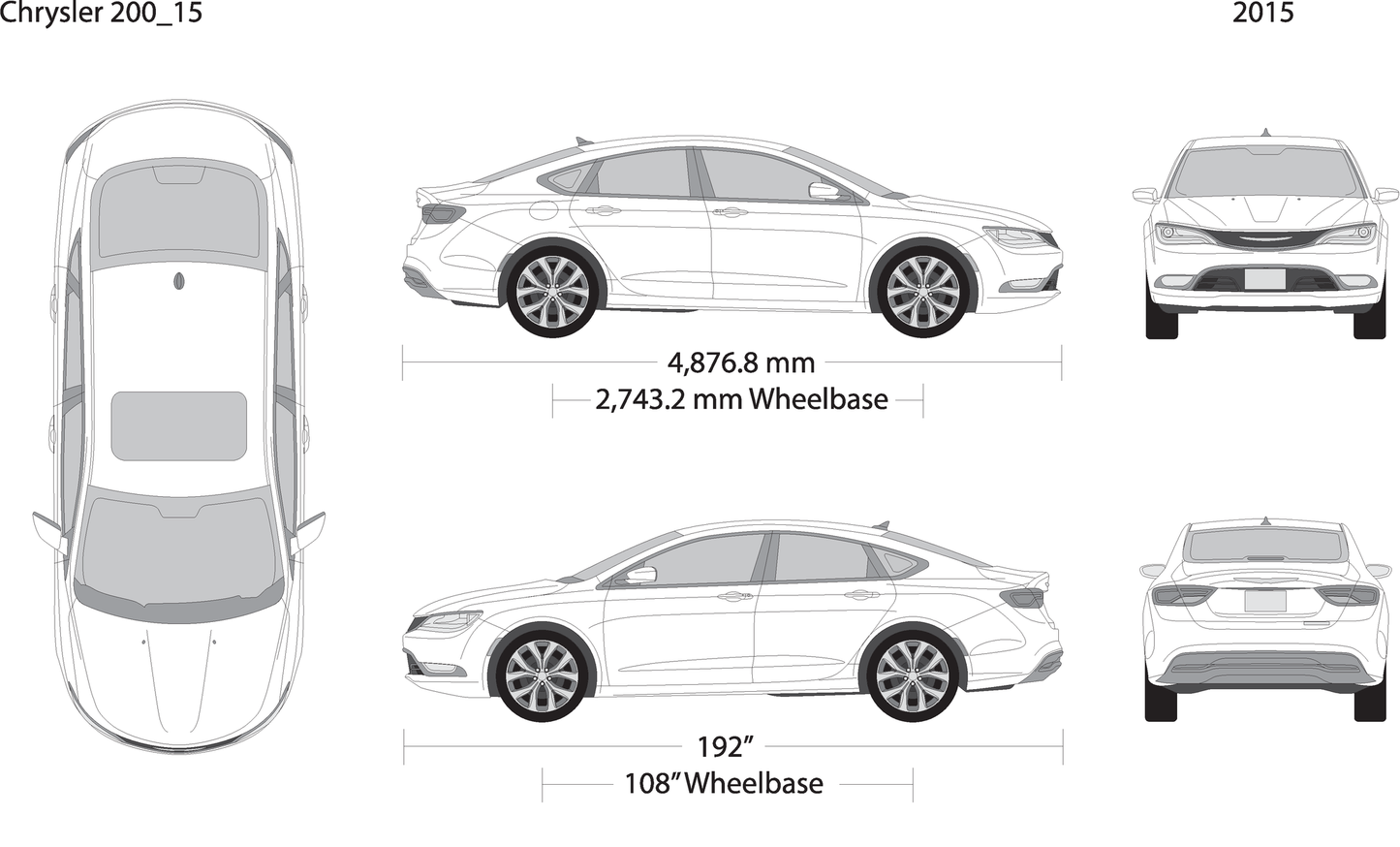 2015 Chrysler 200 V15 Vehicle Wrap Template
