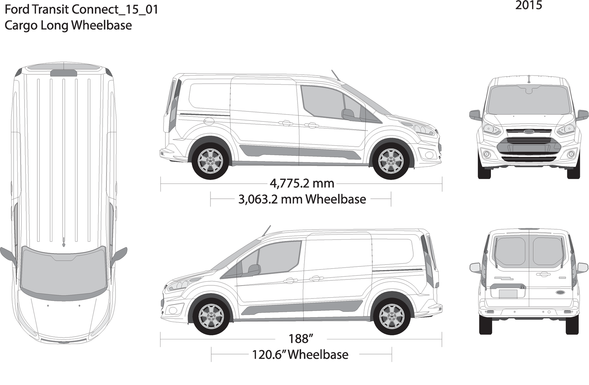 2015 Ford Transit Connect V01 Vehicle Wrap Template