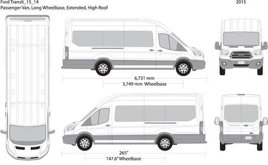 2015 Ford Transit Sliding Door V14 Vehicle Wrap Template
