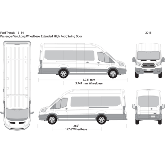 2015 Ford Transit Swing Door 34 V34 Vehicle Wrap Template
