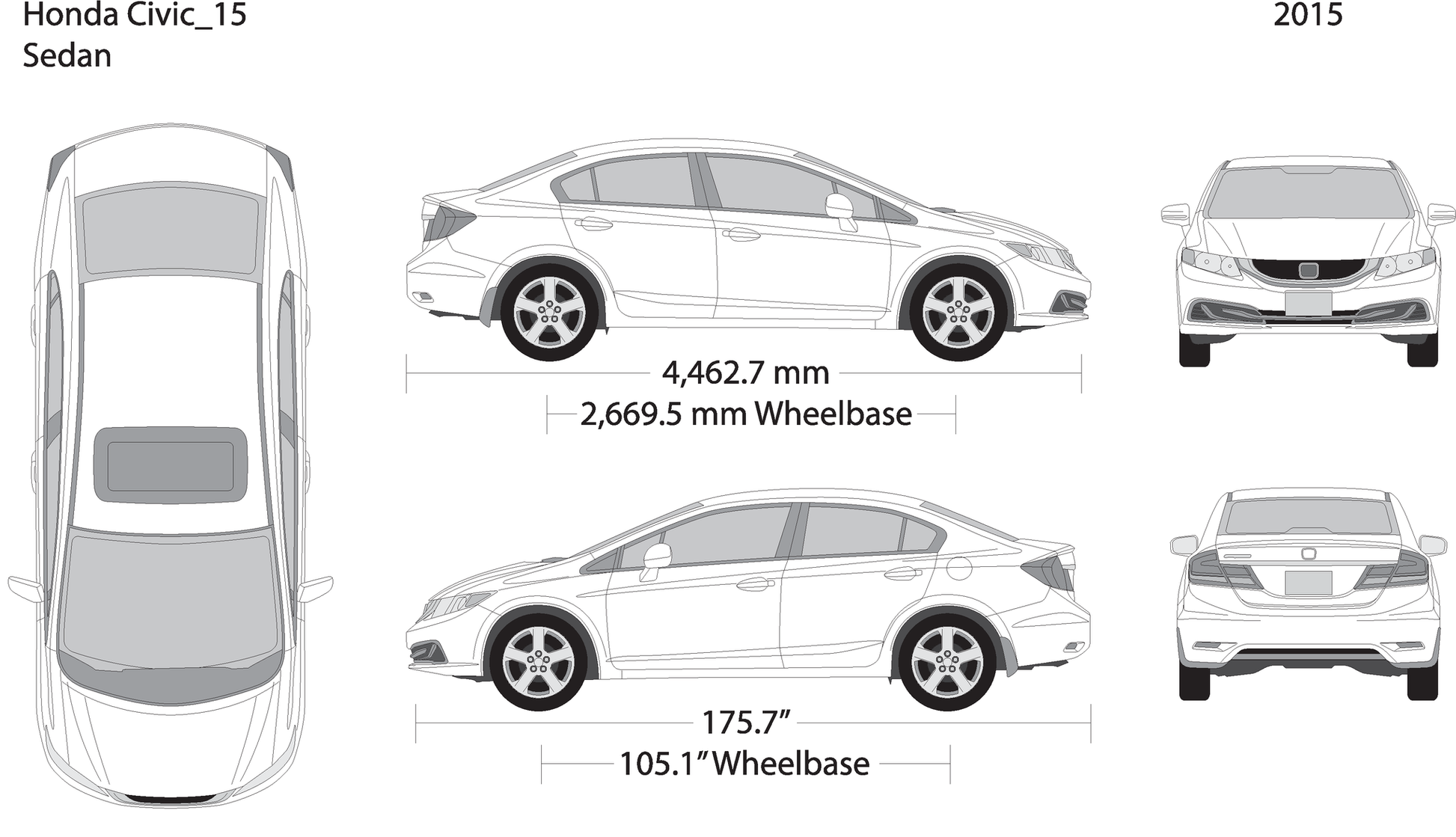 2015 Honda Civic Sedan V15 Vehicle Wrap Template