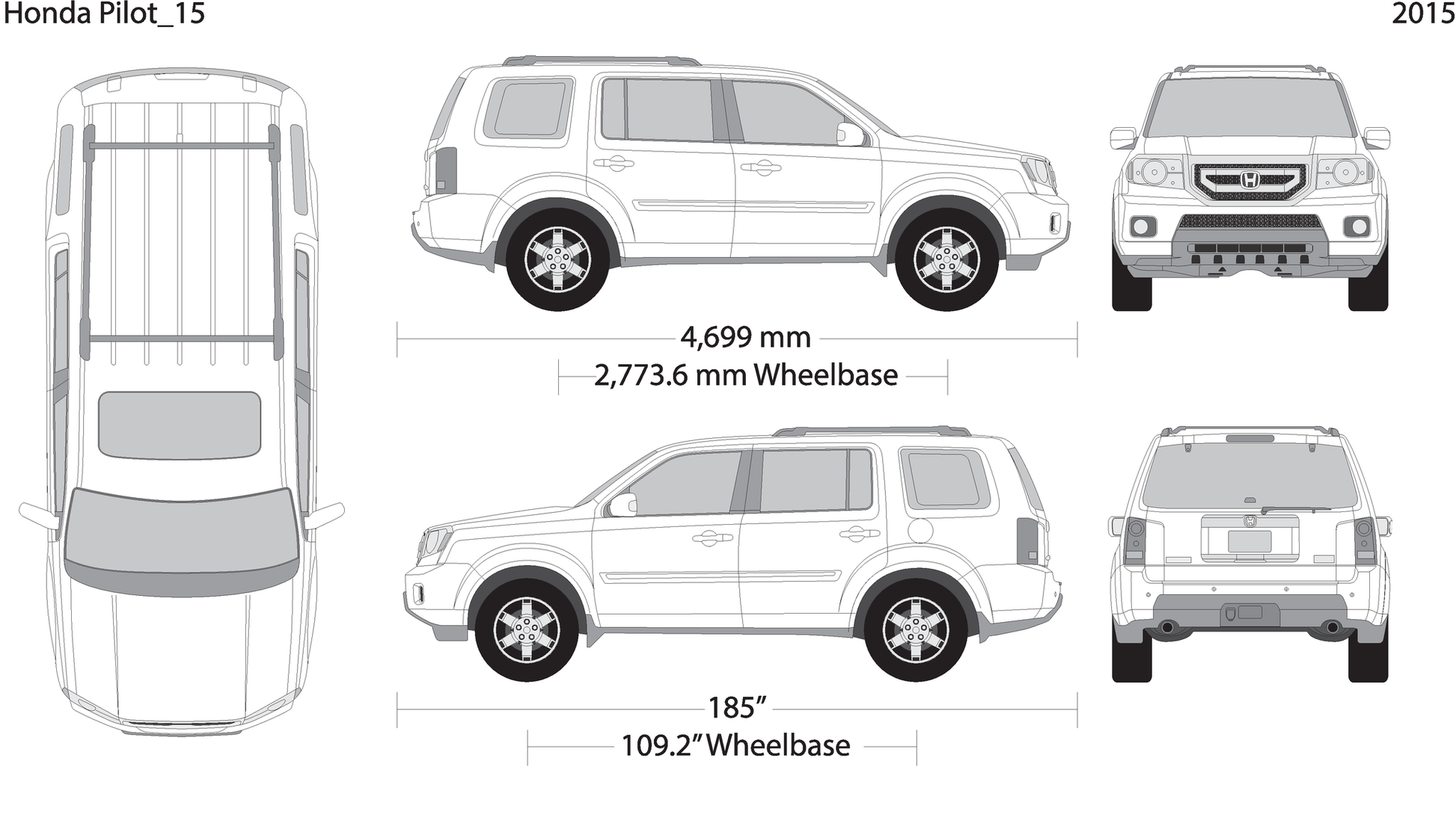 2015 Honda Pilot V15 Vehicle Wrap Template